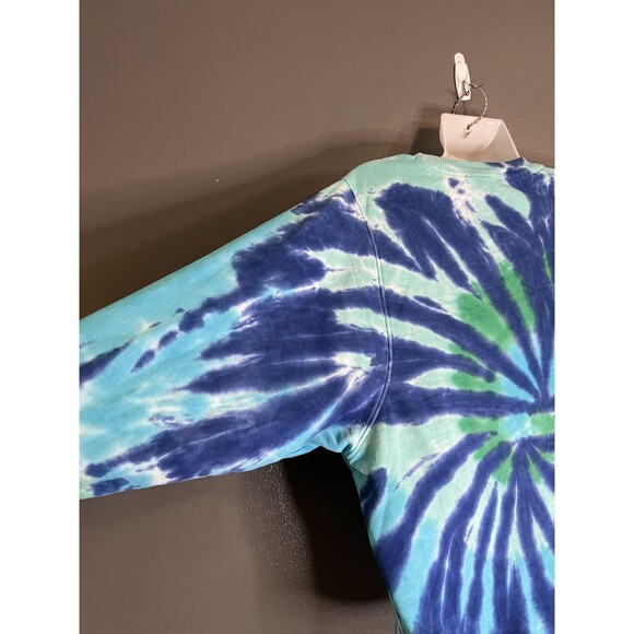 Tommy Hilfiger Sweatshirt Womens Medium Blue Green Tie Dye TOMMY Logo Crewneck - Picture 6 of 8